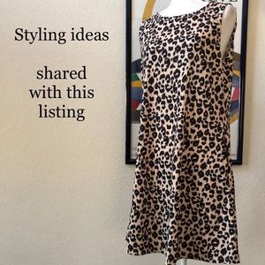 Zesica Size L Leopard print tank dress Sleeveless with pockets EUC